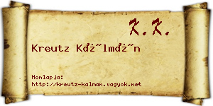 Kreutz Kálmán névjegykártya